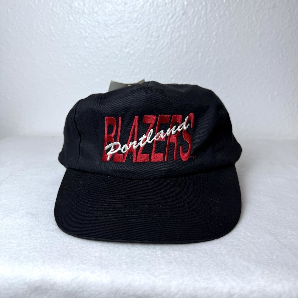 Portland Trail Blazers Vintage Logo 7 Snapback Cap Hat Embroidered Black 90s